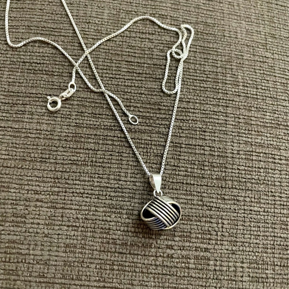 Sterling Silver oxidized love knot necklace